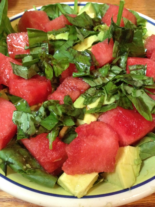 avocado watermelon spinach salad